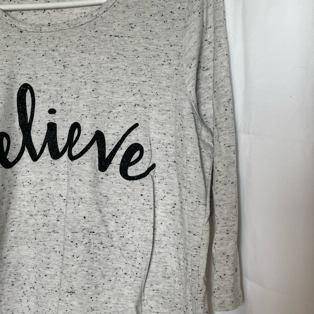 Apt 9/ believe white black speckled high low top with 3/4 sleeves​​​​​​​​​​​ - Picture 3 of 6